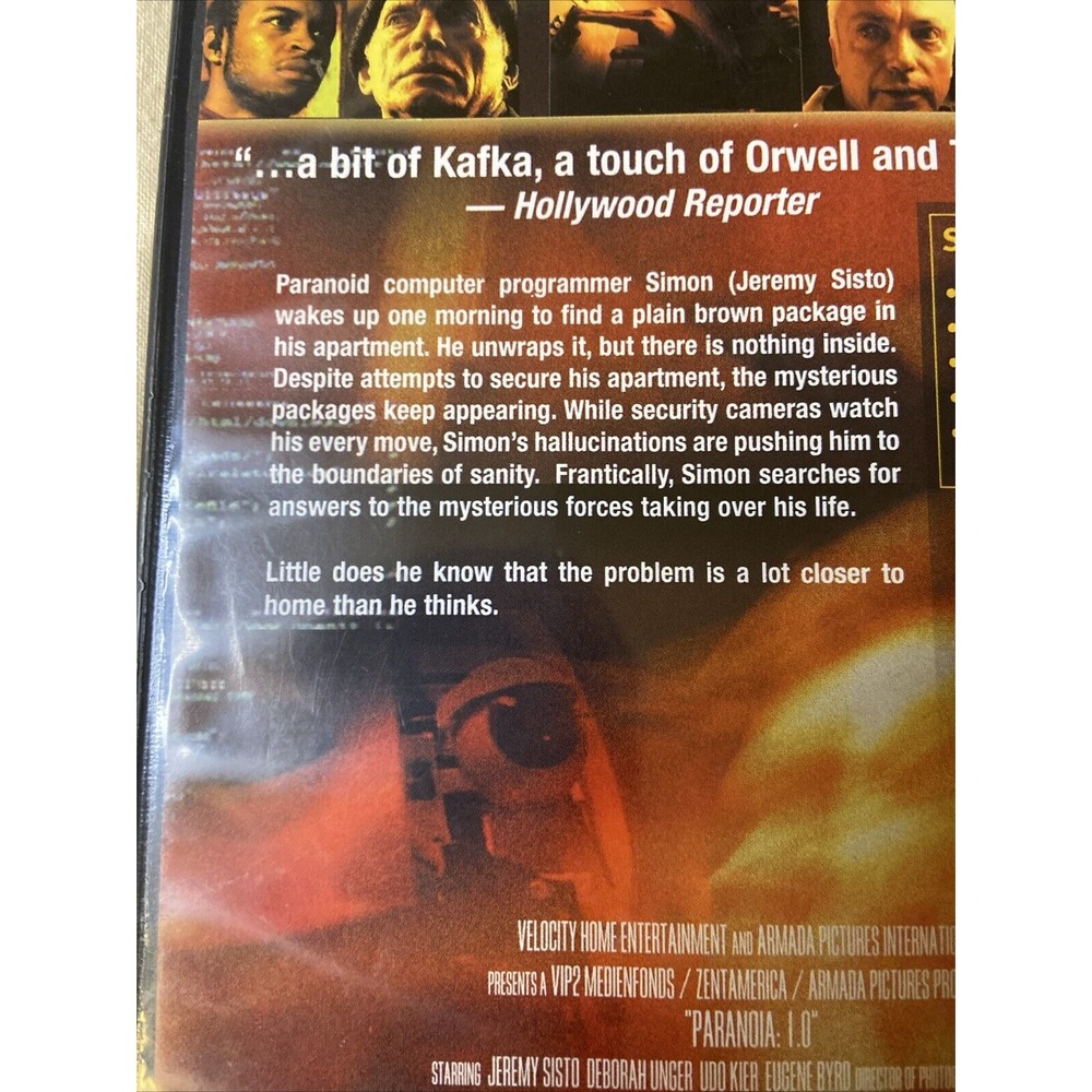 Paranoia 1.0 Dvd Horror 2005 Screener Rare Htf Jeremy Sisto Udo Kier - Picture 3 of 9